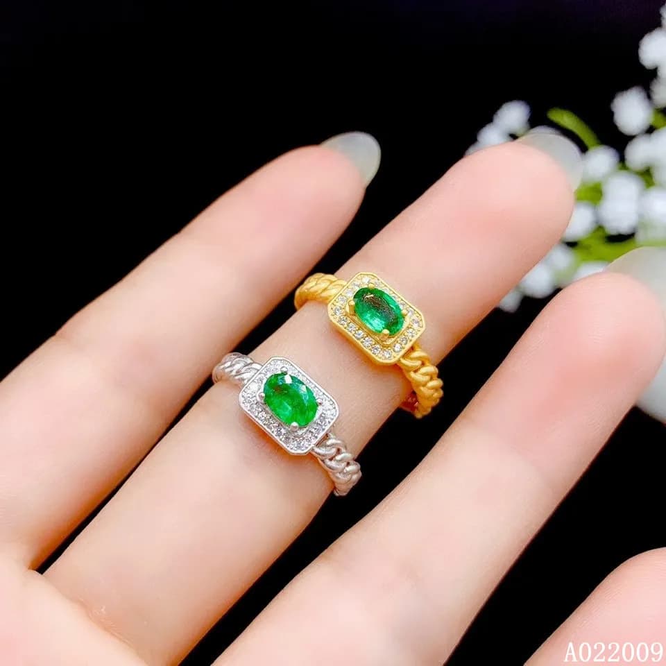 KJJEAXCMY gioielleria raffinata argento sterling 925 intarsiato smeraldo naturale nuovo anello anello da ragazza di lusso anniversario, test di supporto regalo