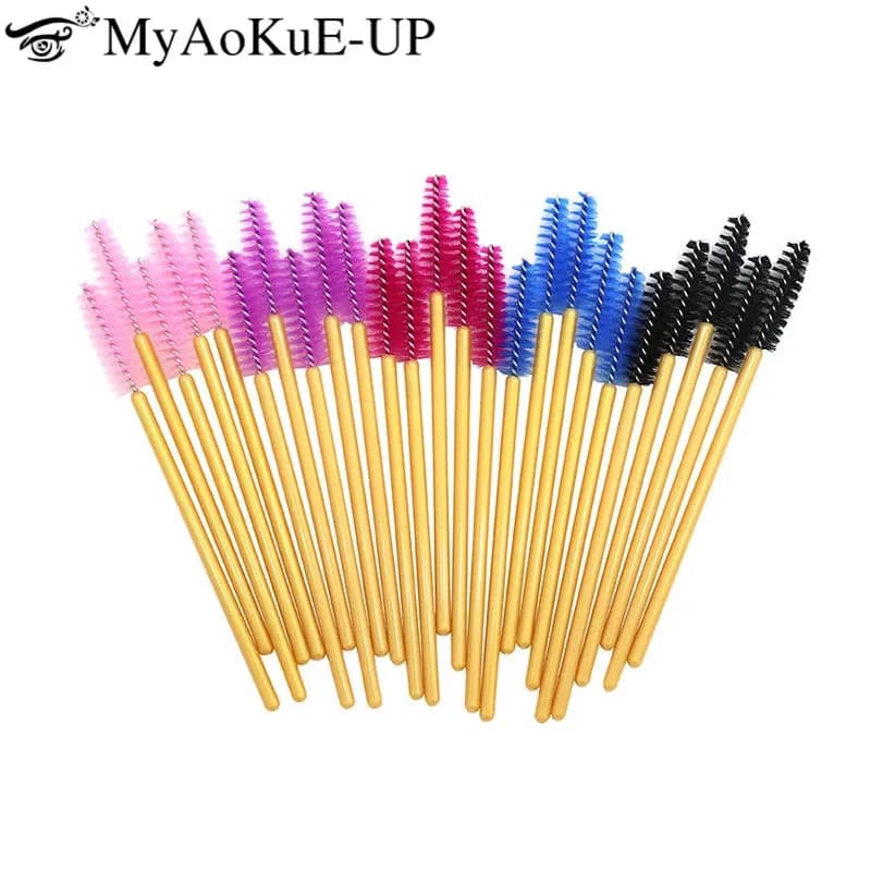 200-piece disposable makeup brushes for Eyebrow Brushes for Eyebrow Nylon Makeup Brushes Color Gold