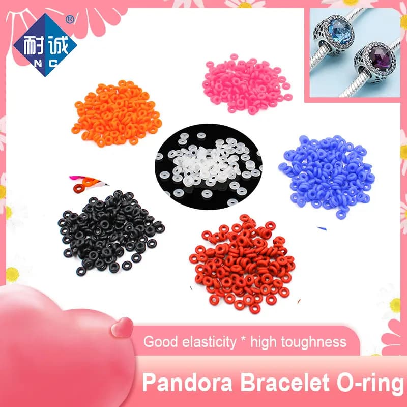 50pcs bracciali o-ring in silicone collana o-ring in gomma adatto per il fissaggio di accessori per perline con guarnizione decorativa antiscivolo