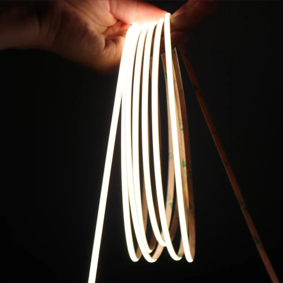 OCONA 4mm Strisce LED COB super sottili per la decorazione domestica 480 LED / m Luce a nastro flessibile ad alta densità 12V 24V Bianco caldo dimmerabile