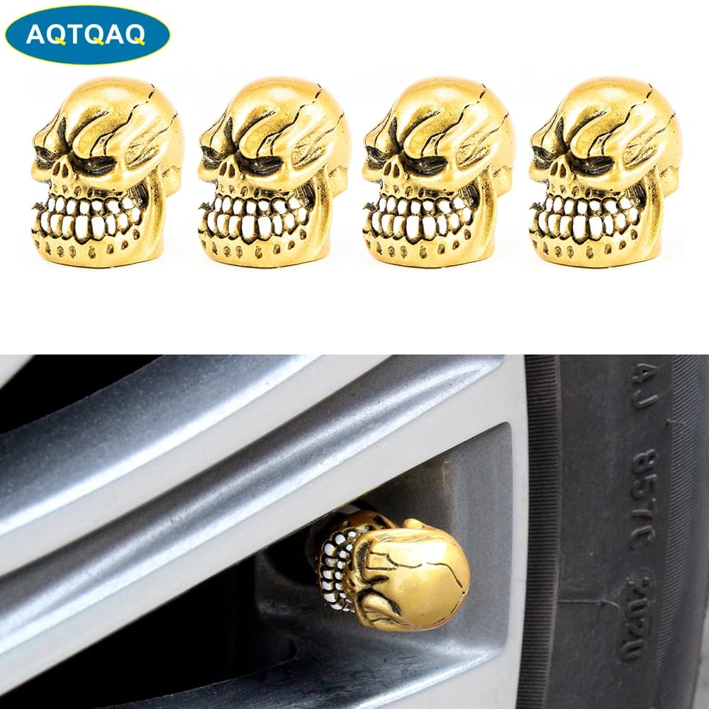 4 pz/set universale teschio auto ruota valvola della gomma tappi stelo coperture antipolvere tappo valvola pneumatico modificato per auto, moto e bicicletta