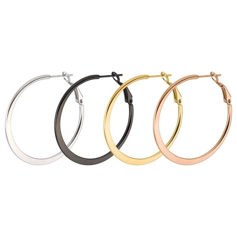 Fashion Big Hoop Earrings Geometric Statement Earring For Women Stainless Steel Gold Color Large Round Ear Rings Jewelry