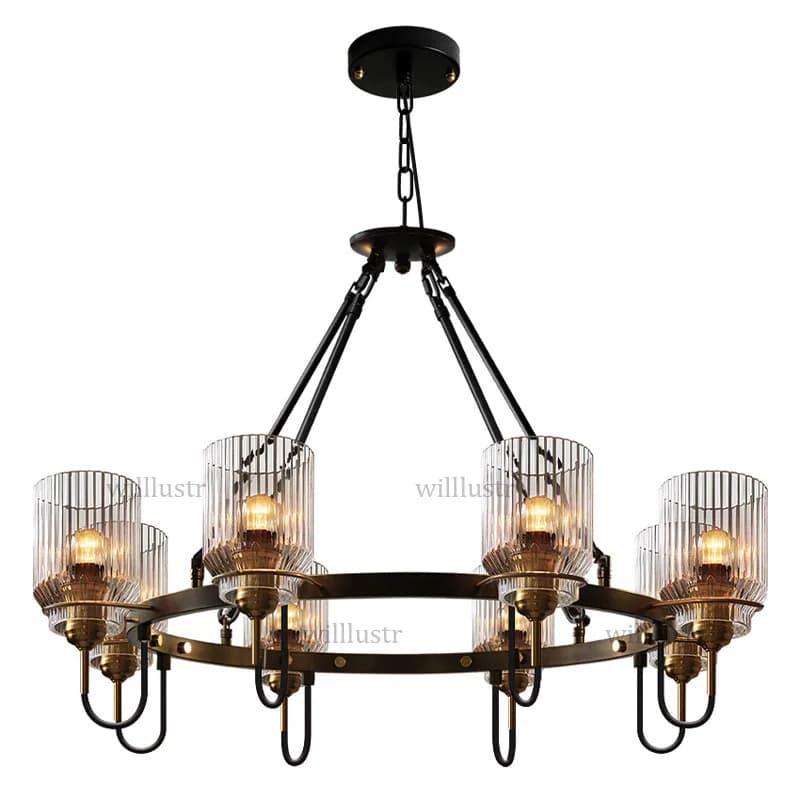 Industrial Suspension Lamp with Iron Ring, Double Use Creative Glass Lamp, Hanging Light for Hotel, Shops, Rooms and Bedrooms