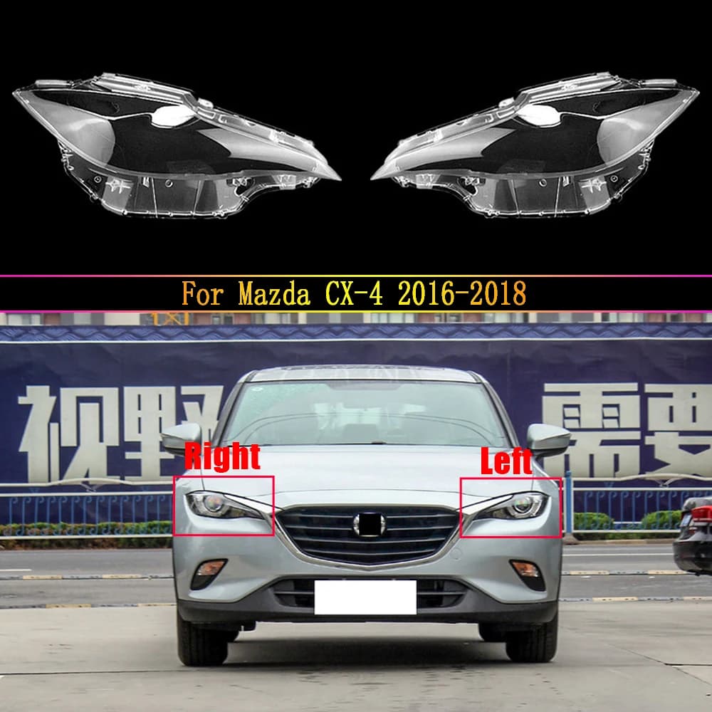 For Mazda 2016 2017 2018 CX-4 Headlights Shell Transparent Lampshdade Headlamp Cover Lamp Shade Plexiglass Replace Original Lens