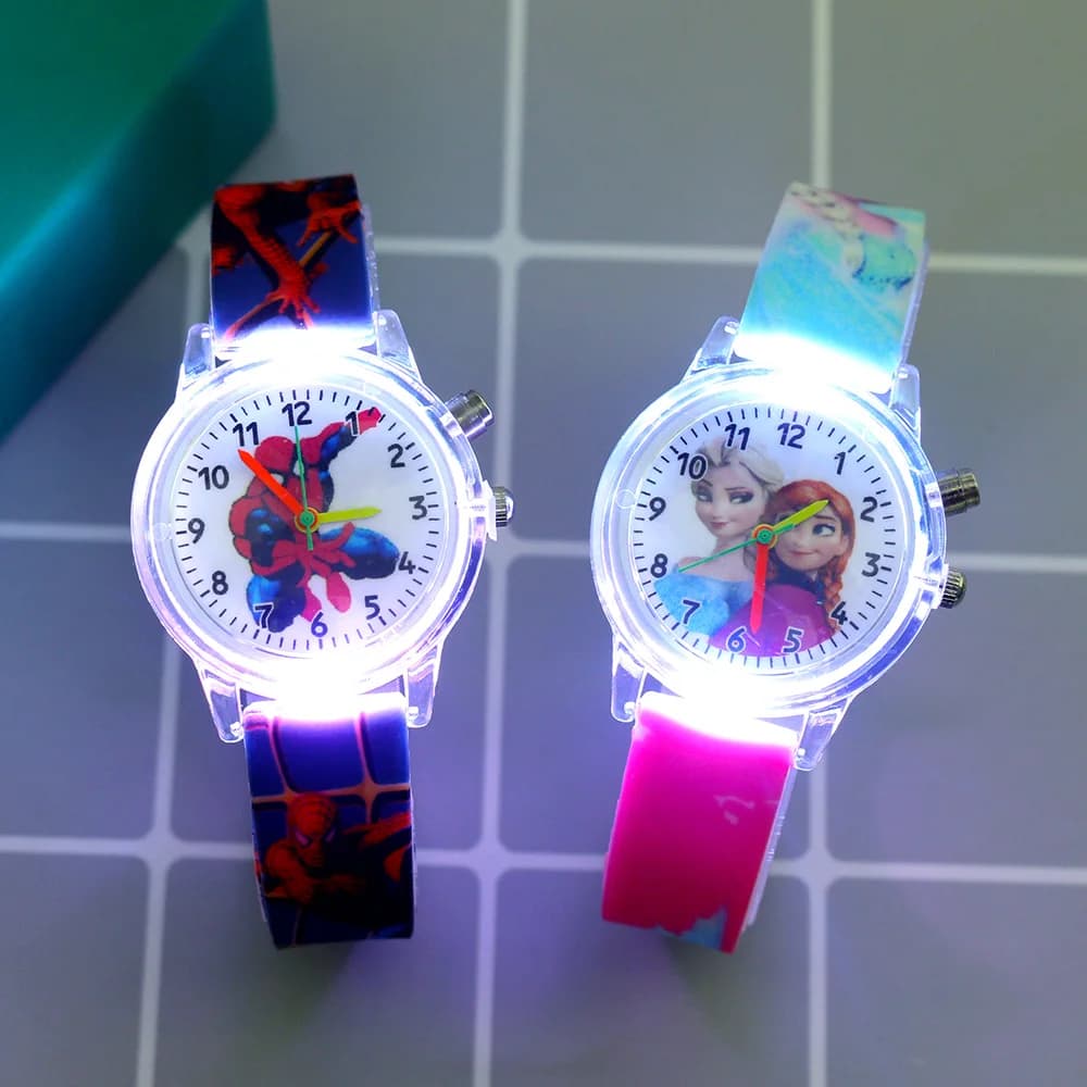Disney Princess Elsa Kids Watches Girls Silicone Strap Cartoon Light Luminous Wrist Watch Toys Reloj Infantil Watch