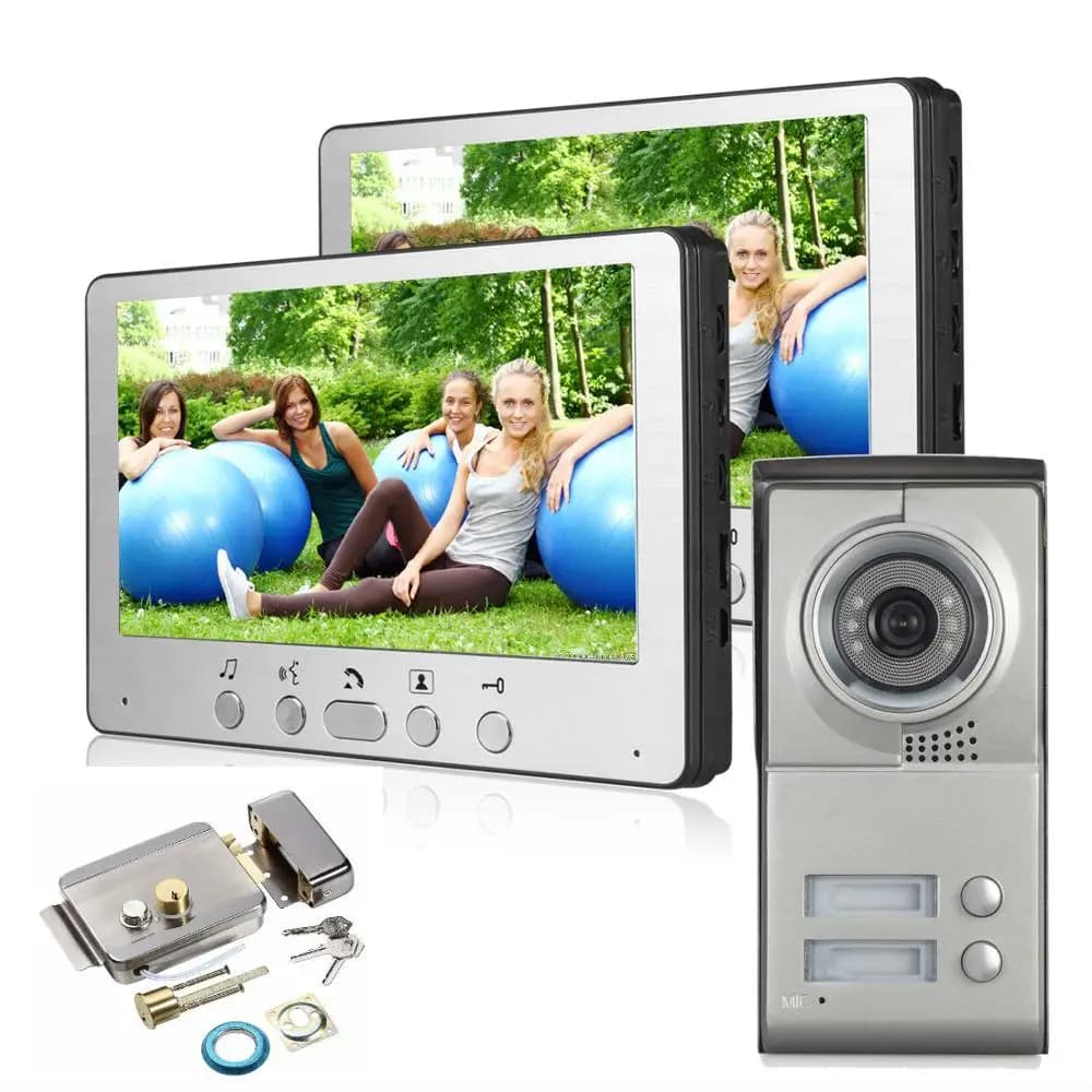Sistema videocitofonico per appartamento da 2 unità Videocitofono da 7 pollici Videocitofono Telecamera IR in lega di alluminio per campanello video da 1 ~ 2 famiglie