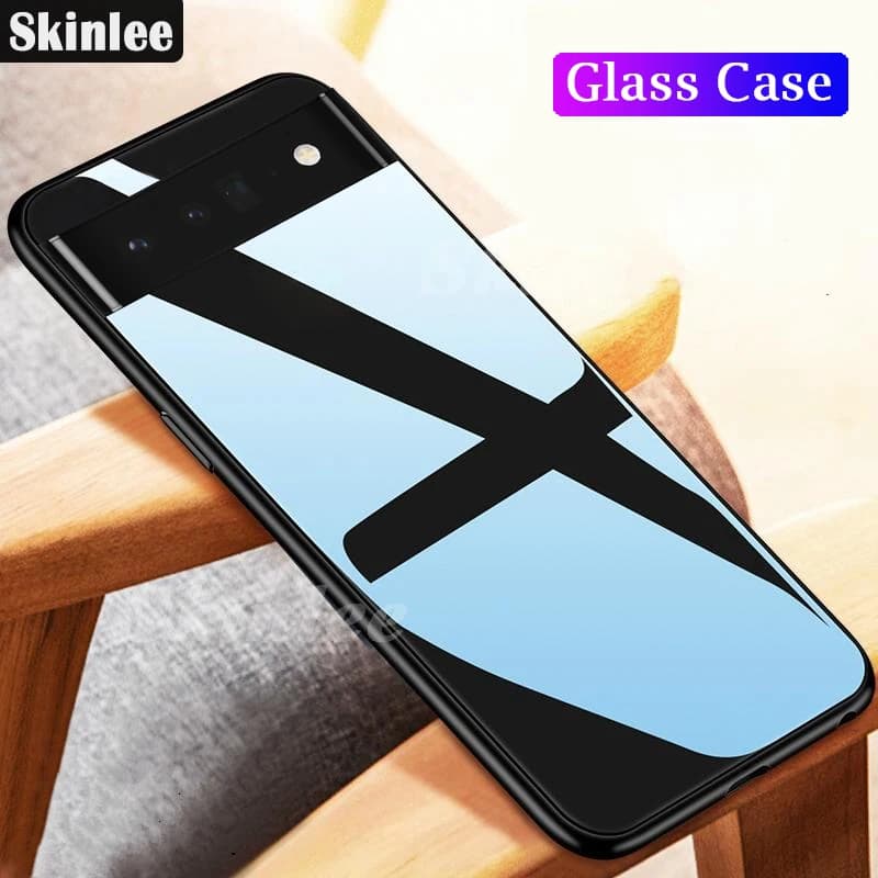 Skinlee per Google Pixel 6 Pro Custodia in vetro temperato con telaio morbido in TPU Funda antiurto per Google Pixel6 Pro