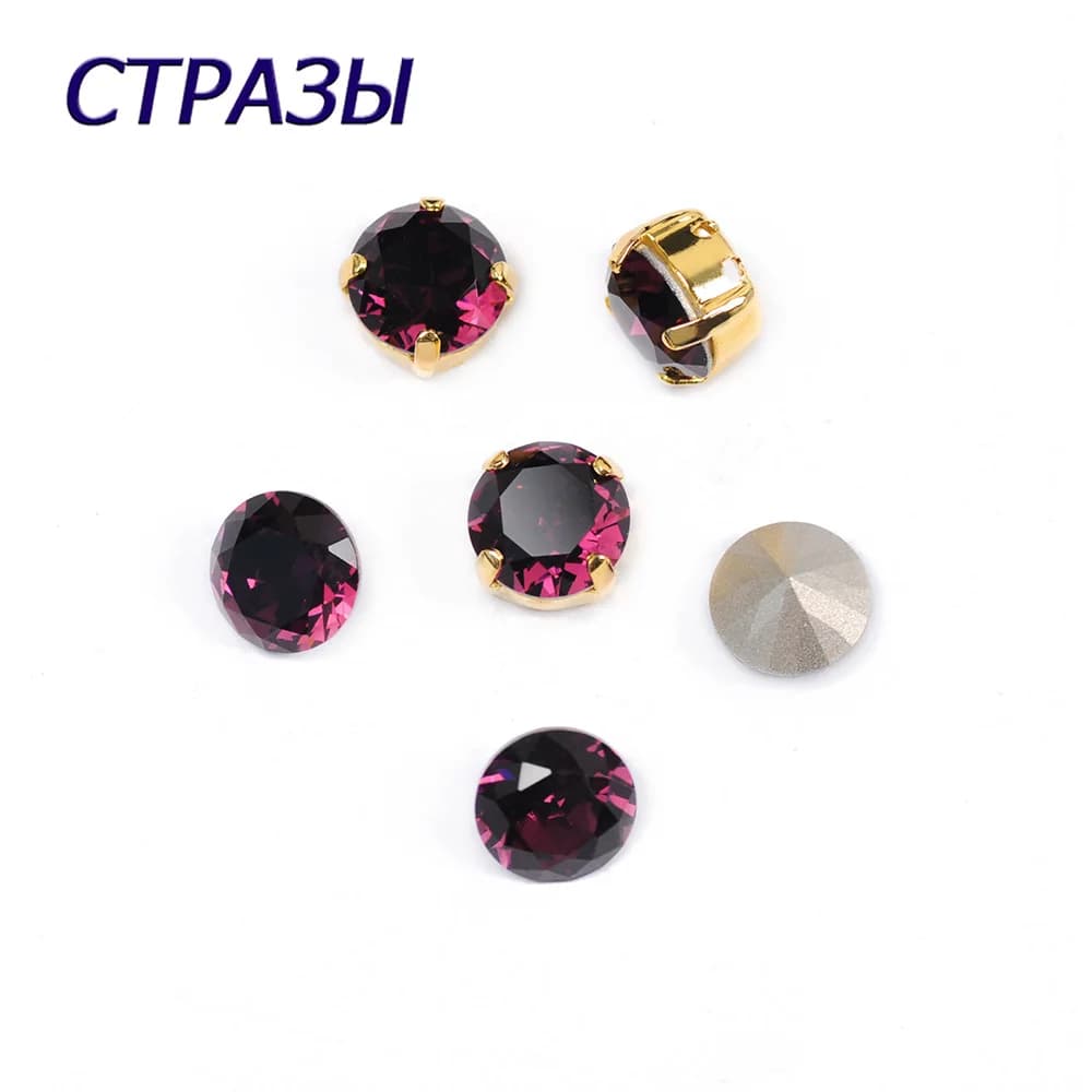 CTPA3bI Amethyst Color Brilliant Cut Glass Rhinestones With Claw Sew On Crystal Stones Strass Diamond For Clothes Dress Crafts