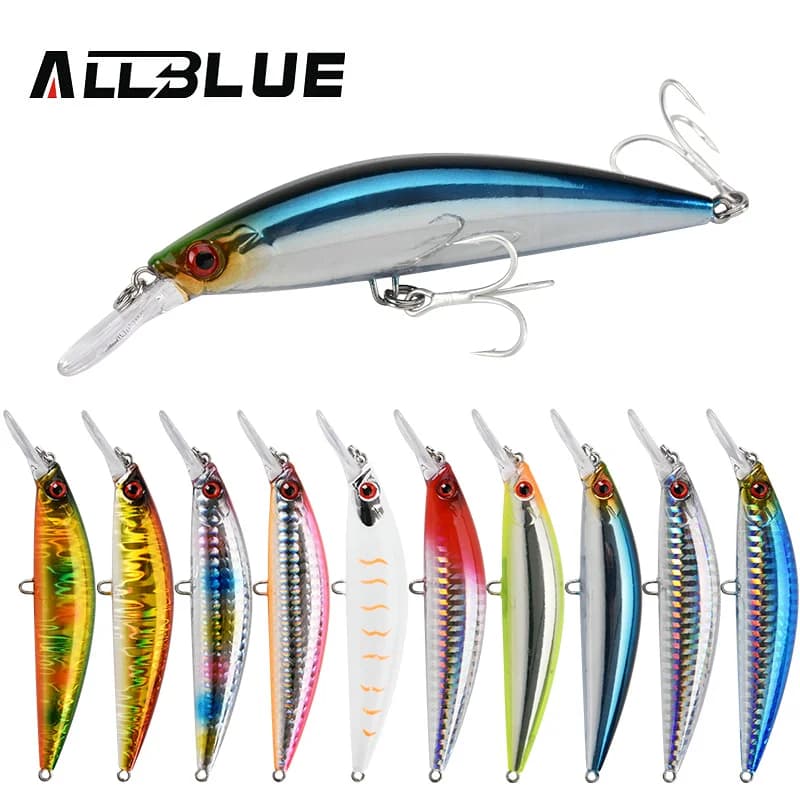 ALLBLUE Pesante Minnow 90mm/110mm Affondamento Jerkbait Longcast Richiamo di Pesca Acqua Salata Spigola Esca Artificiale di Plastica Affrontare
