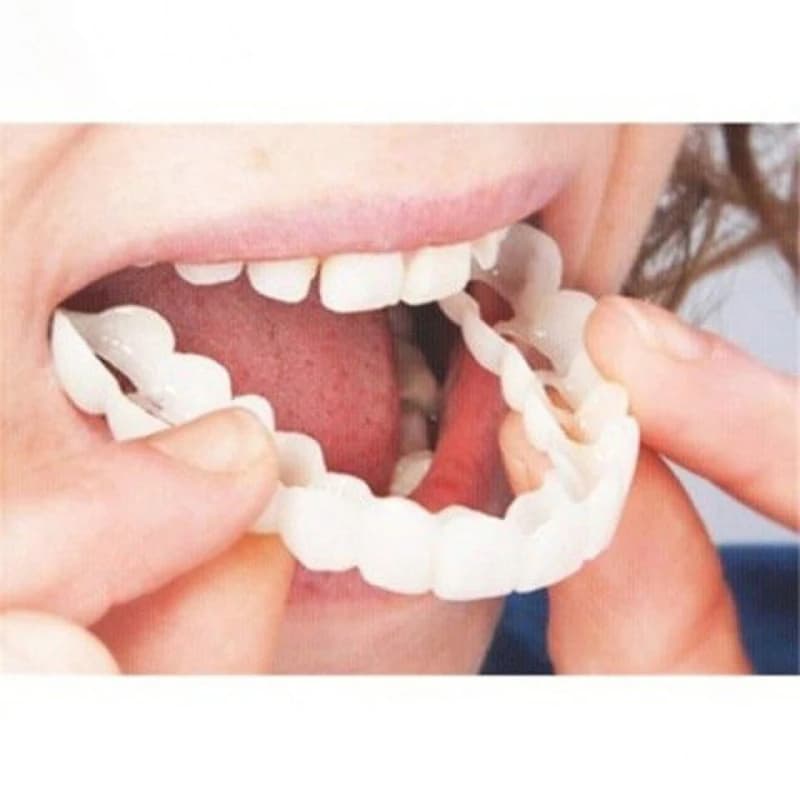 Perfect fit Faux tooth cover Snap whitening Silicone smile veneers Dentaduras Bretelles for removable fake teeth
