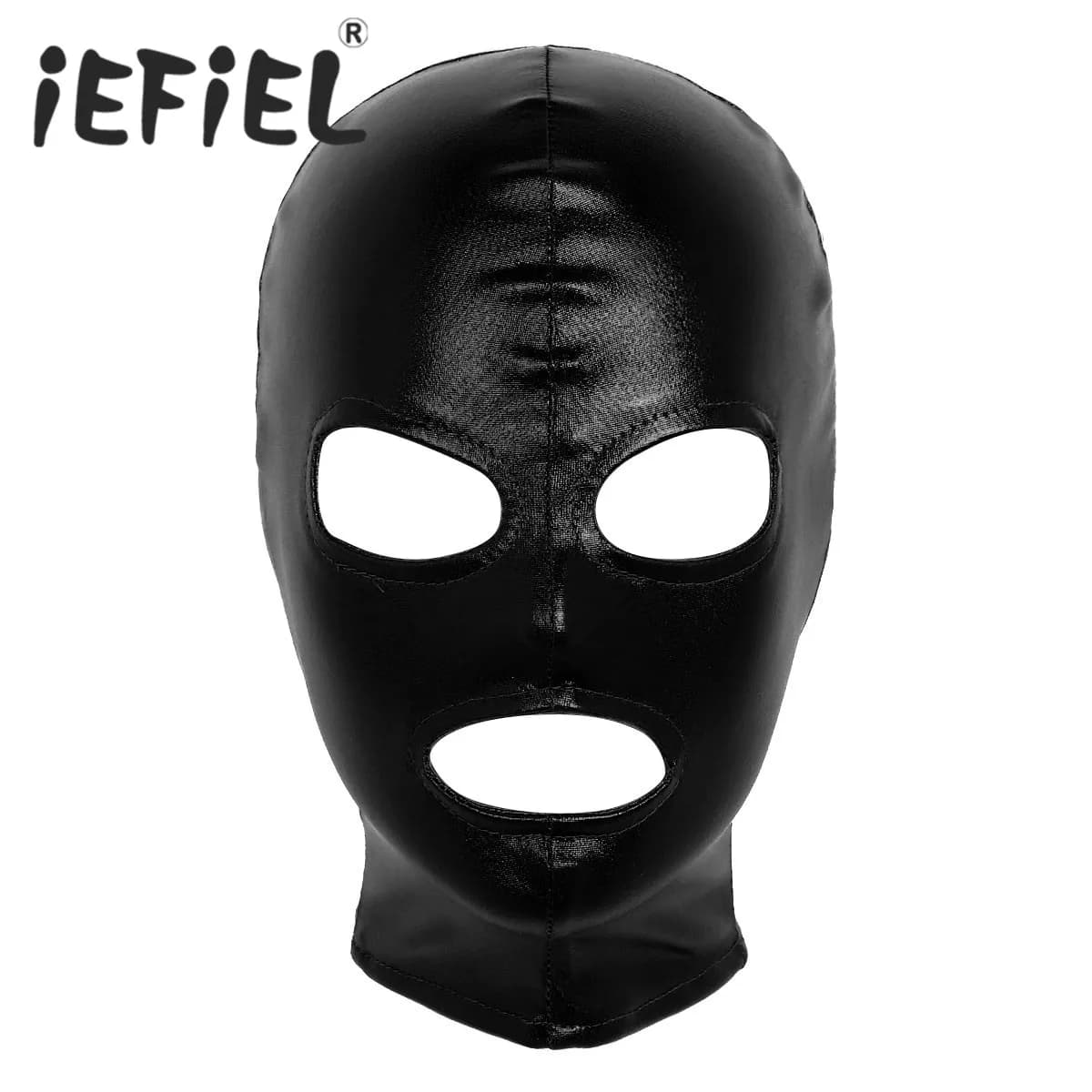 Unisex uomo donna Cosplay maschera in lattice lucido metallico occhi aperti e bocca copricapo maschera integrale cappuccio per Costume da gioco di ruolo