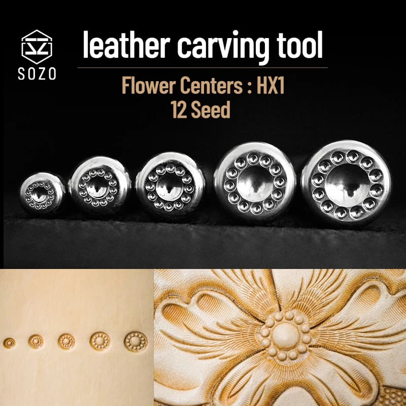 HX1 leather stamping tool floral centers of 12 seeds leather processing embossing printing stamps stainless steel 304