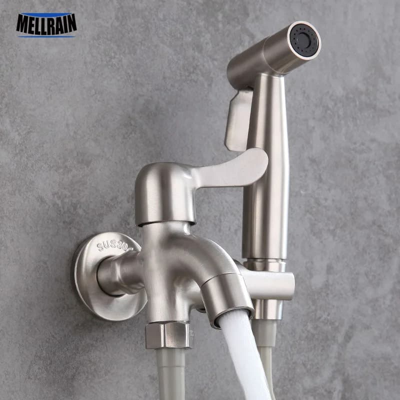 Bagno Acqua di Rubinetto E Bidet Spruzzatore Kit. In Acciaio Inox di Lavaggio Rubinetto Macchina con Wc Bidet Rubinetto con Interruttore Indipendente