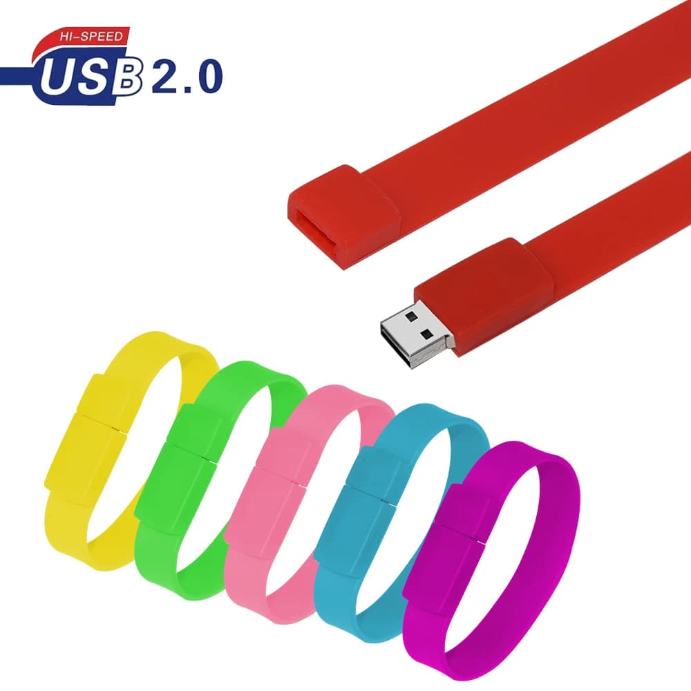 Cartone animato USB Flash Drive wristband nero giallo rosa viola 128GB 64GB 32GB 16GB 8GB 4GB memoria USB Pen drive bella chiavetta USB