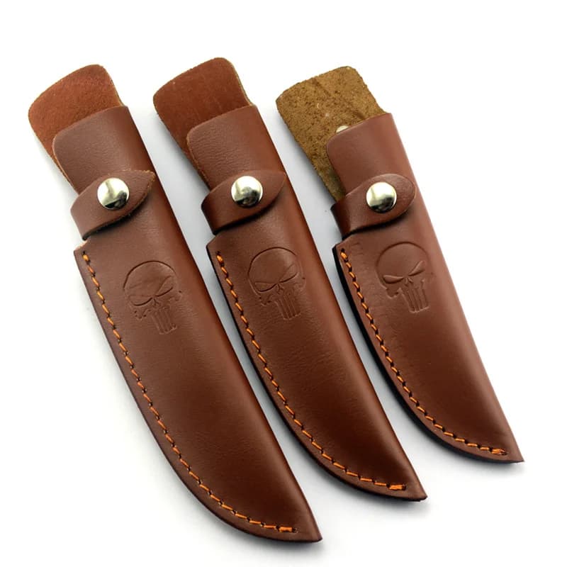 Vera pelle bovina lama fissa piccolo coltello dritto fodero fodero custodia in pelle porta attrezzi da esterno cintura anello caccia Multi fondina