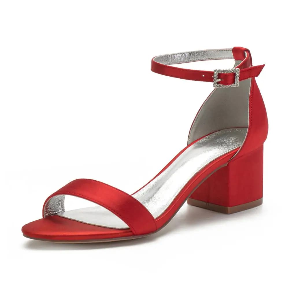 Thilck heel lady shoes evening dress satin ankle strap heel kitten sandals concise party cocktail promenade pumps more colors