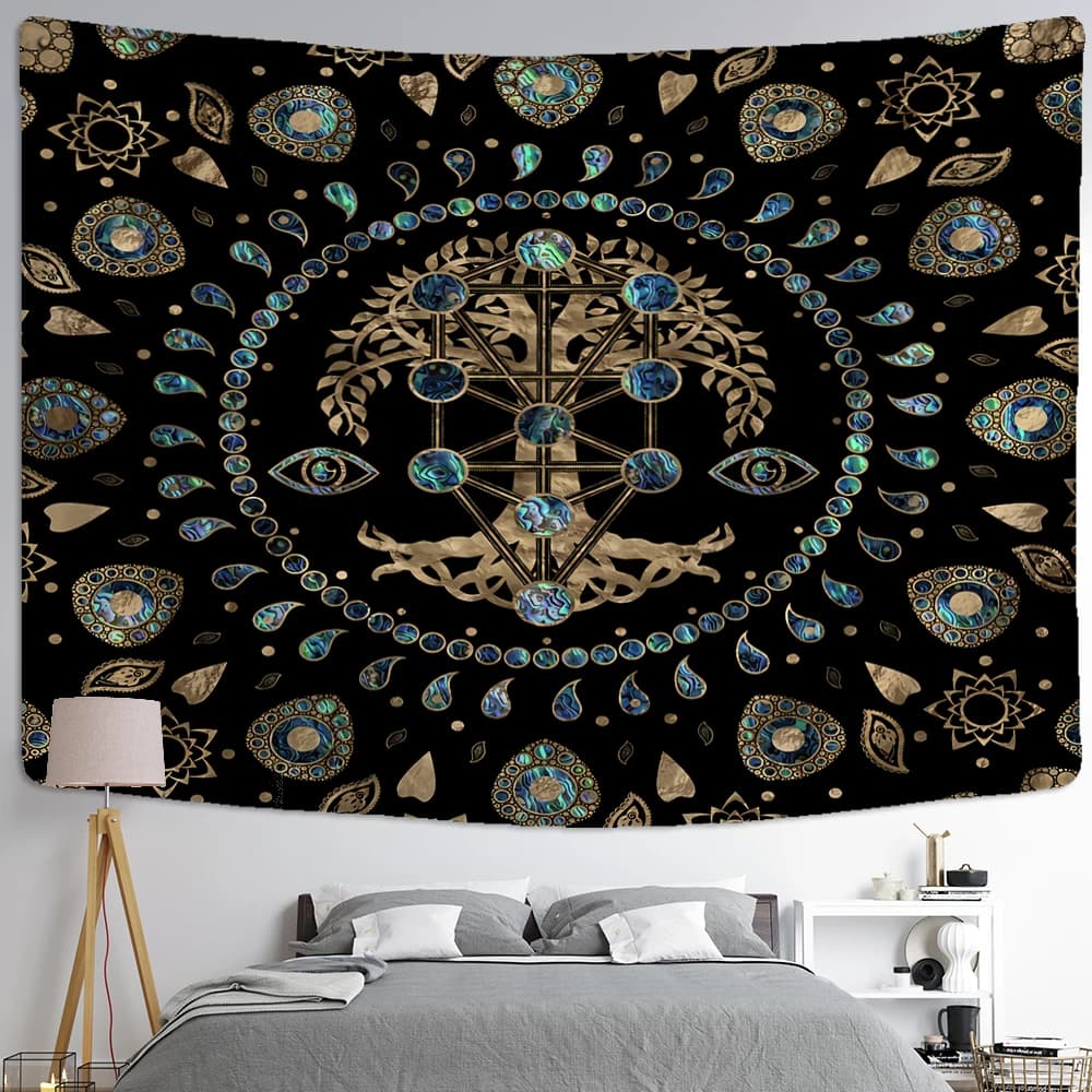 Tree of Life Art Viking Tape Wall Hanging Carpet Yoga bohemian Sheets Large size psychedelic Witch Hippie Home Decorations