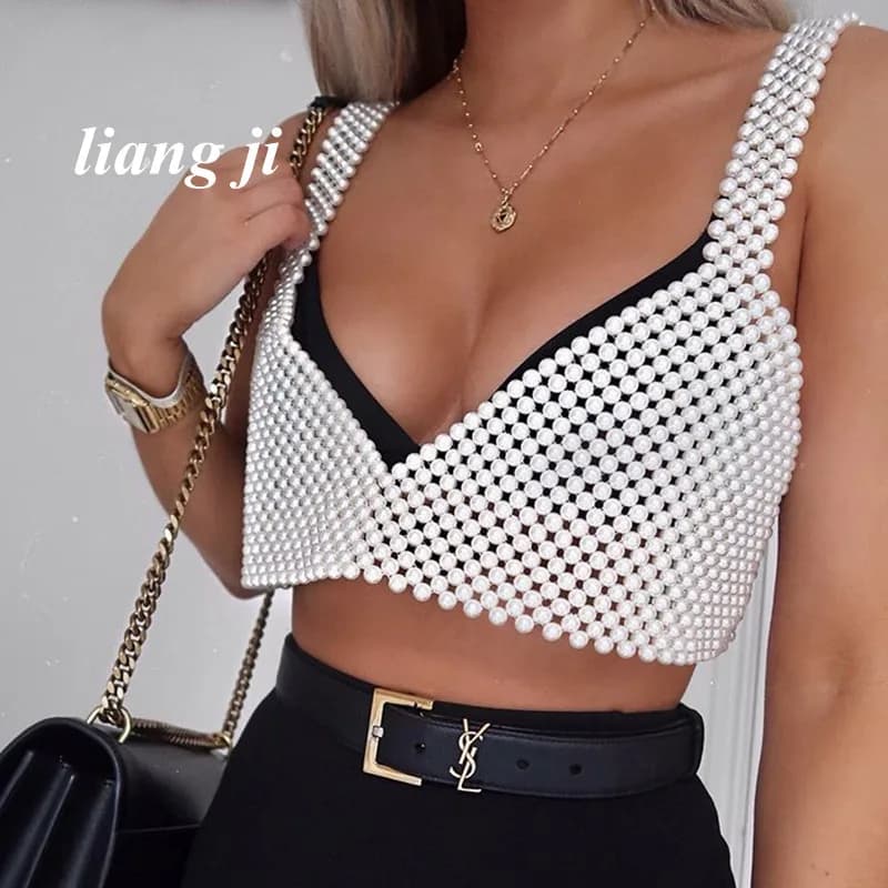 Body Jewelry Simulated Pearl Chest Chain Sexy Waistcoat Three Point Thong Underwear Chain Sling Bra Chain Bikini Waist Chain