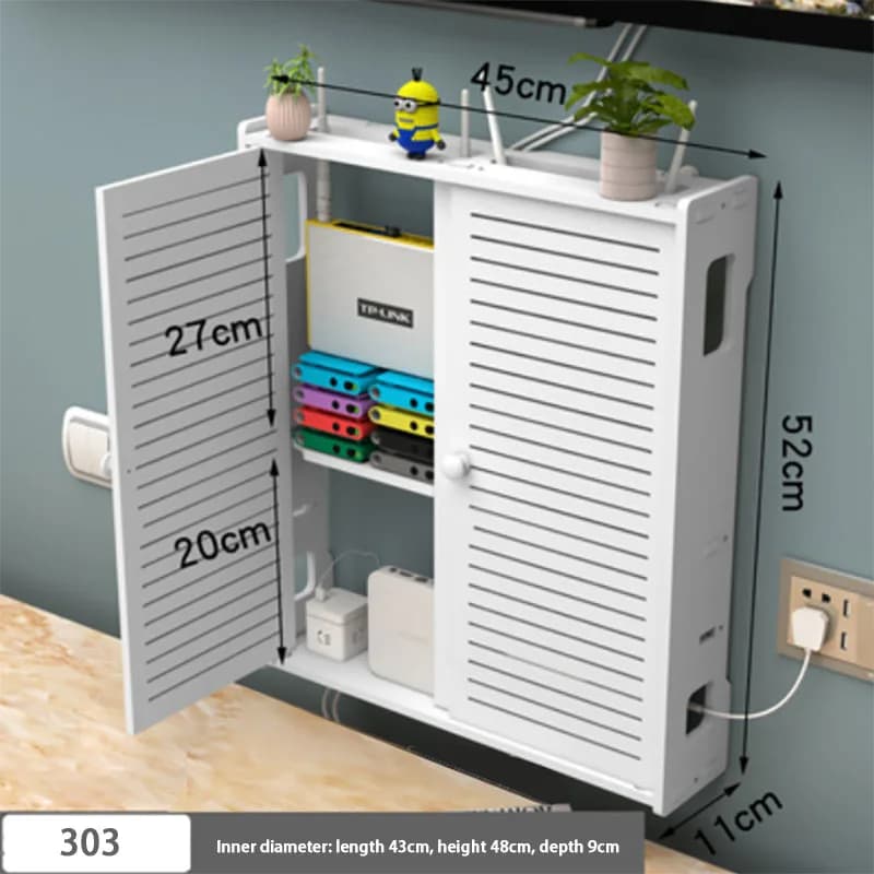 1pc Freeshipping Extra Large Wireless Wifi Router Shelf Storage Box Cable Power Wire Bracket WoodPlastic Wall Hanging Plug Board