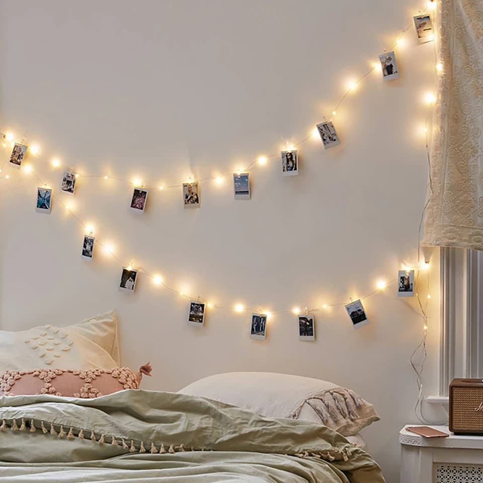 Luci della stringa con clip per foto Lucine da 50 LED Lampada ghirlanda alimentata a batteria per appendere carte fotografiche Luce per decorazioni per feste di laurea