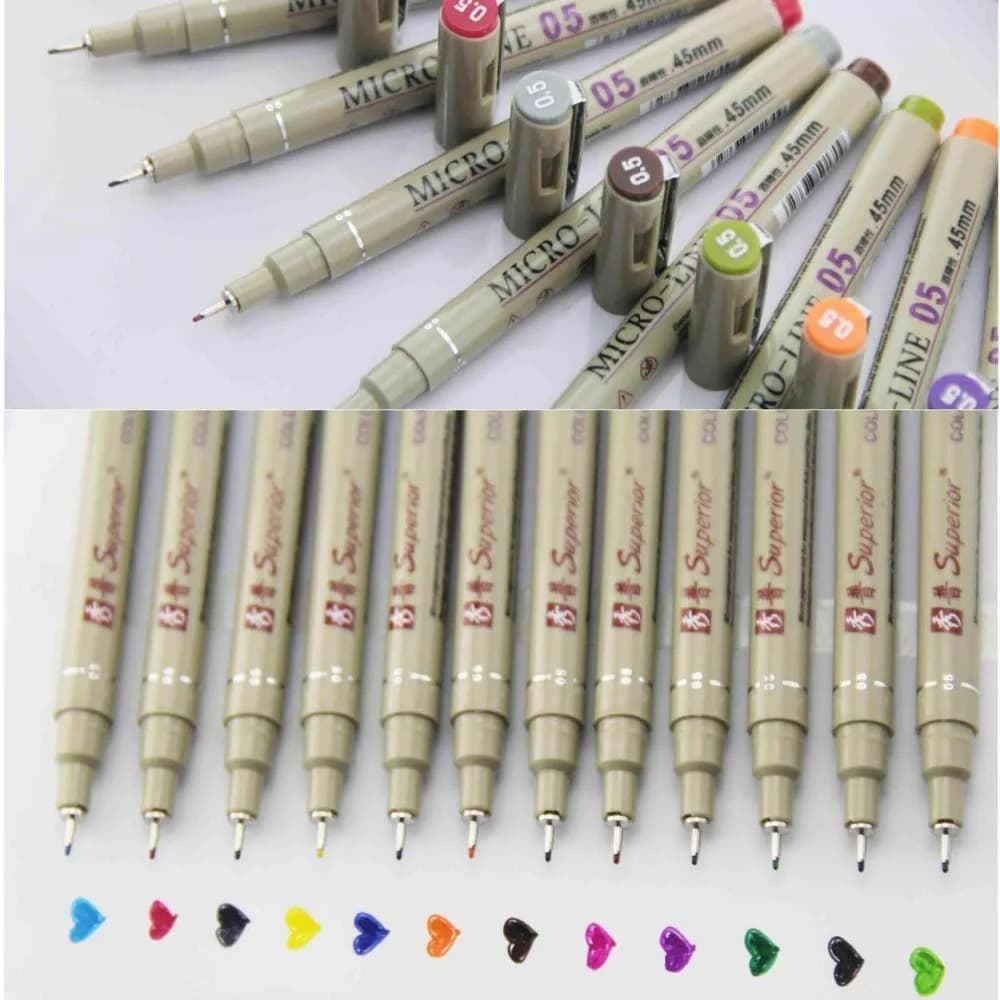 12 colori Penne a punta porosa Disegno Design Schizzo Penna micron 0,5 mm Fineliner Neelde Penna da disegno Forniture