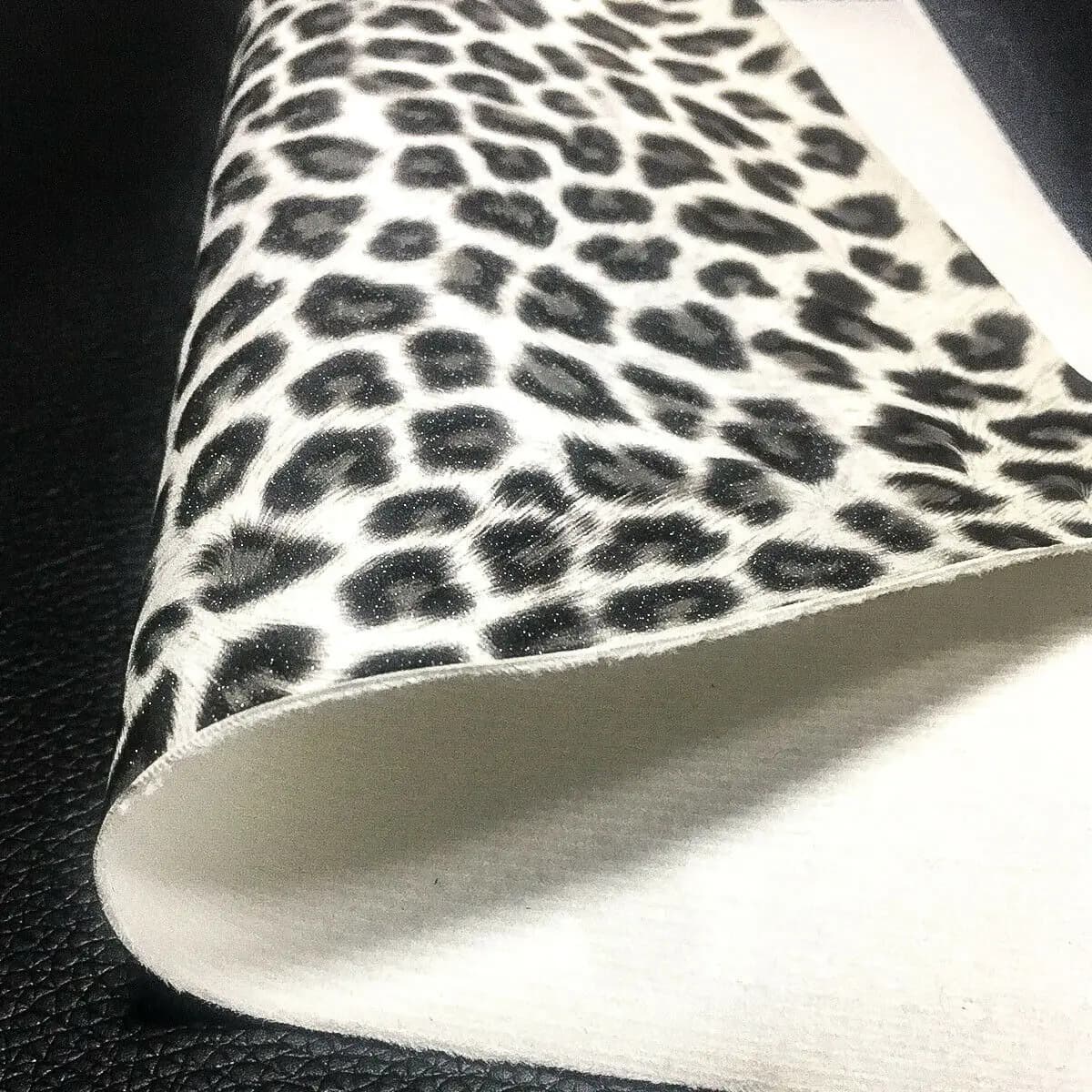 Glitter Shiny Sparkle Leopard Print Fabric PU Synthetic Leather Waterproof DIY Sewing Bows Craft Bags Materials Handmade A4/A5