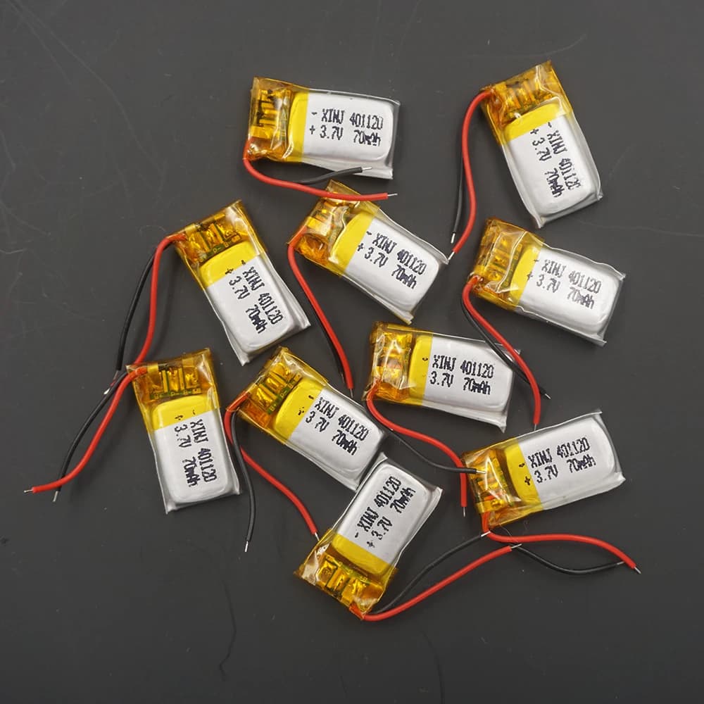10pcs 3.7V 70 mAh 401120 Polymer Li Lithium Lipo Battery Cell per GPS MP3 altoparlante Bluetooth fai da te auricolare auricolare penna di registrazione