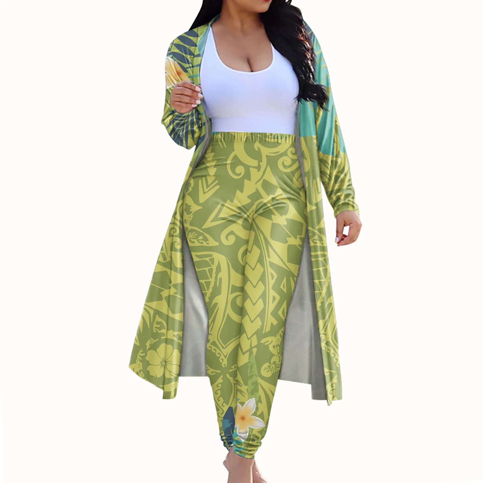 Women 2 Piece Sets Tassel Design Long Sleeve Cardigan Hoodies & High Waist Bodycon Skinny Pants Sexy & Club Outfit Suits Pattern