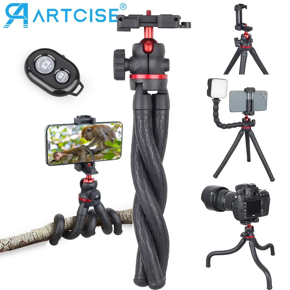 Treppiede per telefono Fotocamera mobile Supporto per polpo Smartphone Selfie Stick Mini treppiede flessibile Supporto per cellulare GoPros Testa a sfera DT45