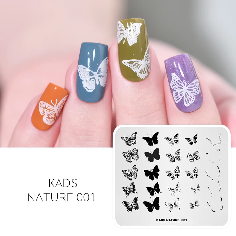 Unghie Artistiche Che Timbra il Piatto Del Fiore di Farfalla di Disegno Del Chiodo Timbro Template Per Stamping Polacco DECORAZIONE di DIY Immagine Stencil Piastra