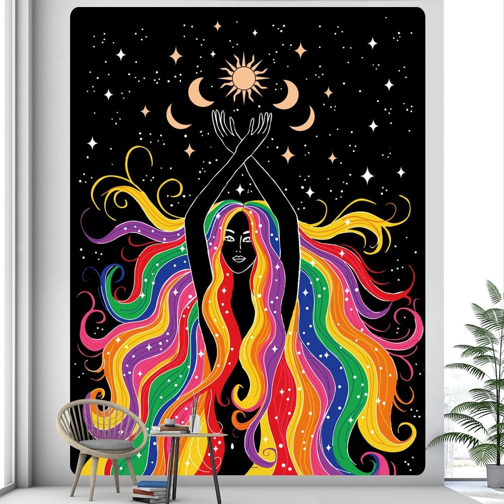 Sun Moon home decoration Art Tapestry Girl Bohemian Decoration Yoga Mat Hippie Yoga Mat covered sofa sheet