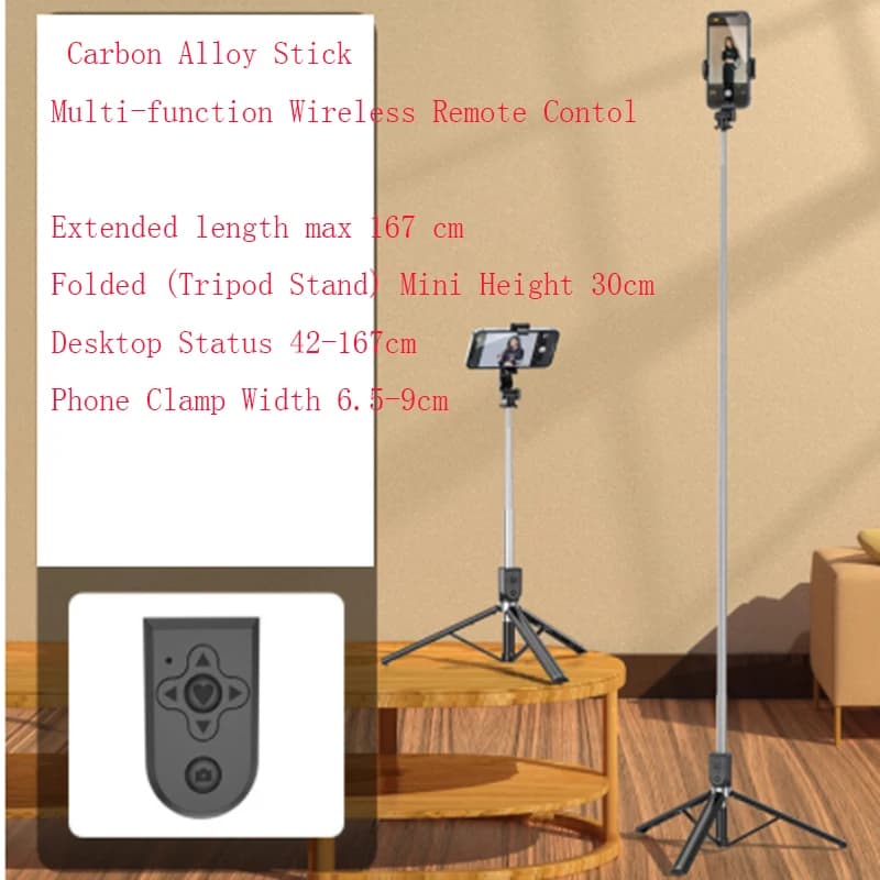 Treppiede integrato estensibile, Selfie Stick remoto Wireless, trasmissione in diretta con luce di riempimento di bellezza, nuovo stile, lunghezza 1.6 m