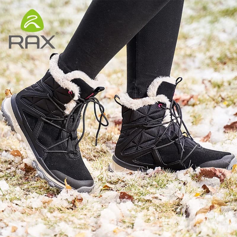 RAX scarpe da trekking da donna Ultime stivali da neve Sneakers antiscivolo Fodera in peluche Scarponi da trekking stile classico medio-alto per professionisti