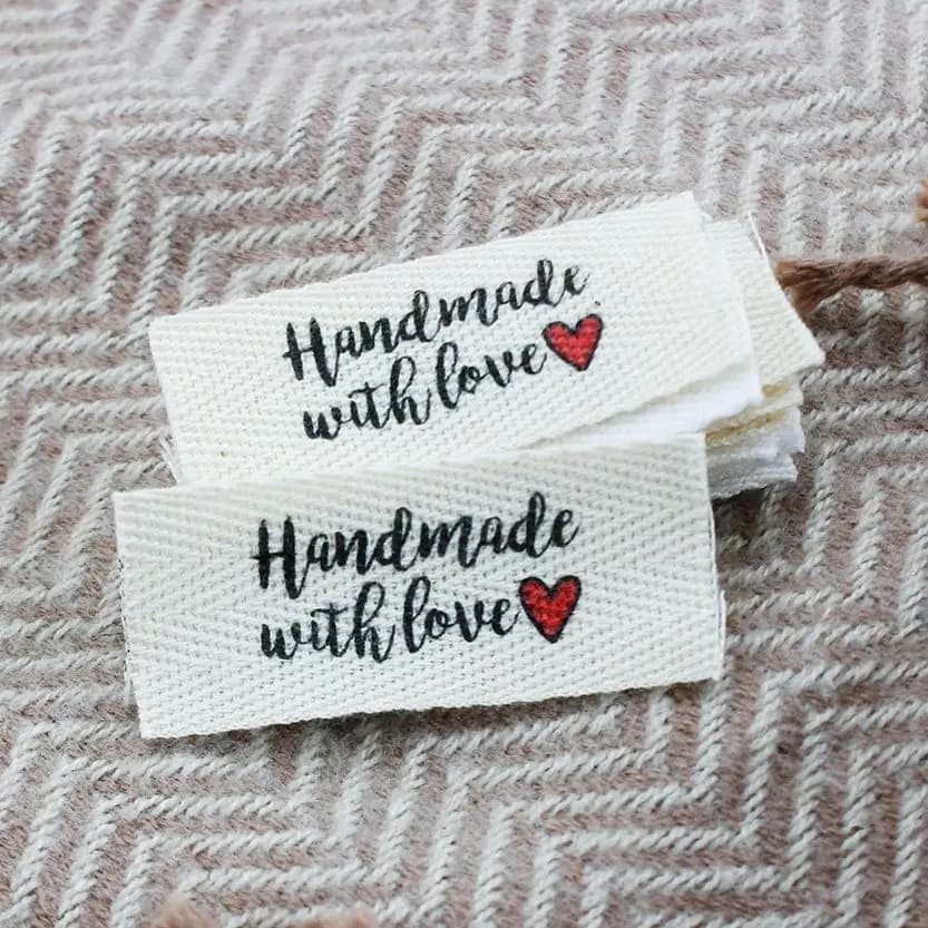 20X50mm, fettuccia in twill di cotone, etichette piatte o piegate, etichette per cose lavorate a maglia, personalizzate, personalizzate, etichette fatte a mano, accessori per cucire