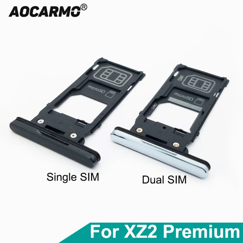 Aocarmo per Sony Xperia XZ2 Premium H8116 H8166 XZ2P Slot per scheda SIM singola/doppia, lettore di schede di memoria MicroSD TF