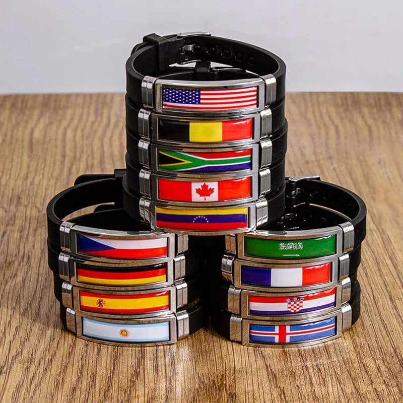 Braccialetto con bandiera nazionale di moda USA francia Canada bandiere braccialetto regolabile in Silicone braccialetti sportivi braccialetto per gioielli da uomo