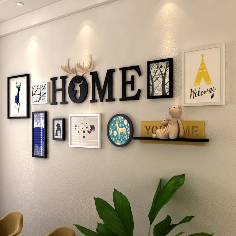 Hollow Mural Wall Sticker 3D Creative Letters Photo Frame Set Kid Room Wall Colors Decorative Paintings Photo Wall Picture Frame