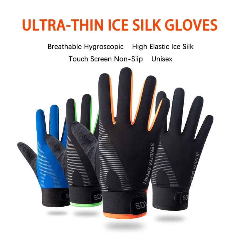 Slim Gloves Ice Silk Summer Solar Protection Breathable Exercise Cycling Woman Guide Fishing Skirts Men's Touch Screen Gloves