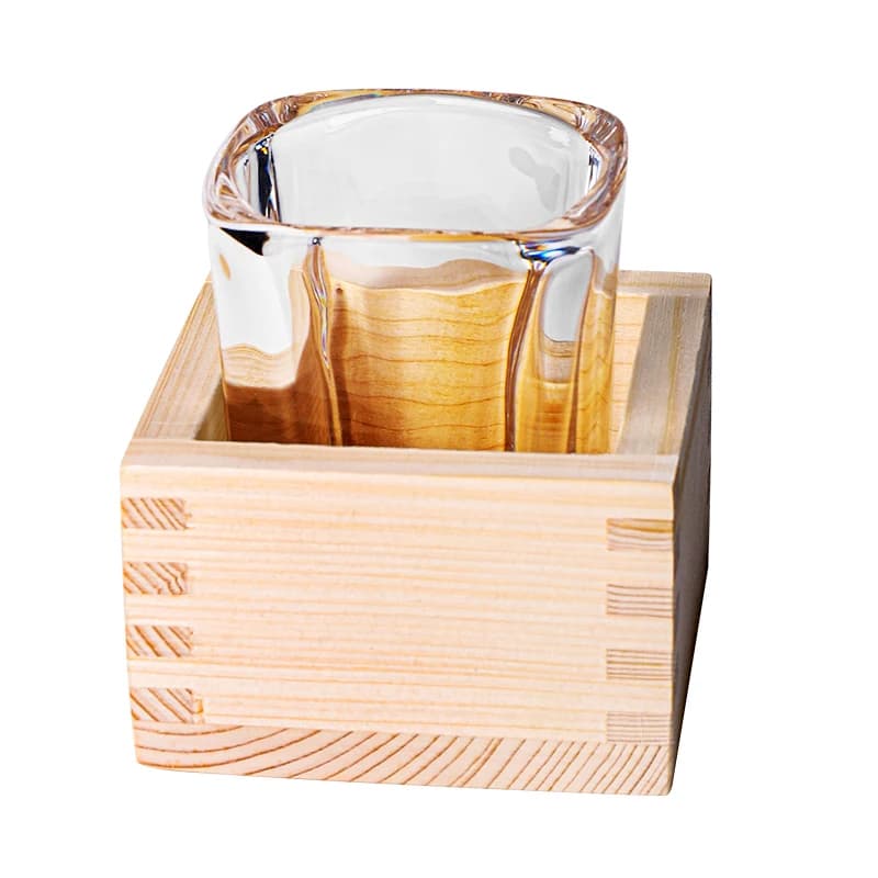 Tazza per sake giapponese, bottiglia per sake quadrata, set di scatole di legno, bicchiere da vino, bicchieri da 60 ml, fiaschetta