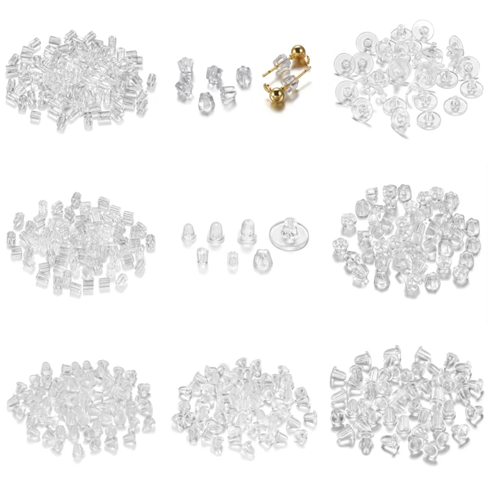 100-200pcs/lot Rubber Earring Back Silicone Round Ear Plug Earrings Back Stopper For DIY Parts Jewelry Findings Making Tools
