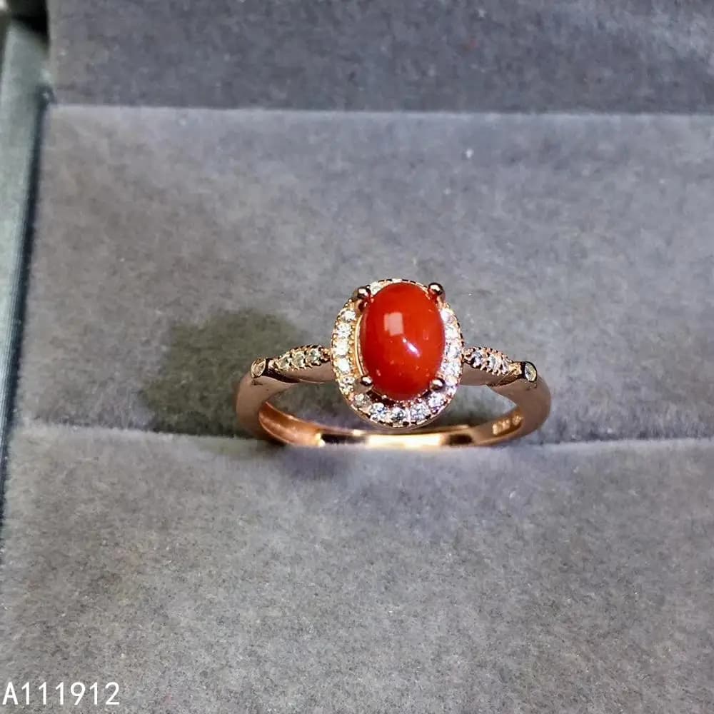 KJJEAXCMY gioielleria raffinata corallo rosso naturale argento sterling 925 nuove donne anello con pietre preziose test di supporto adorabile