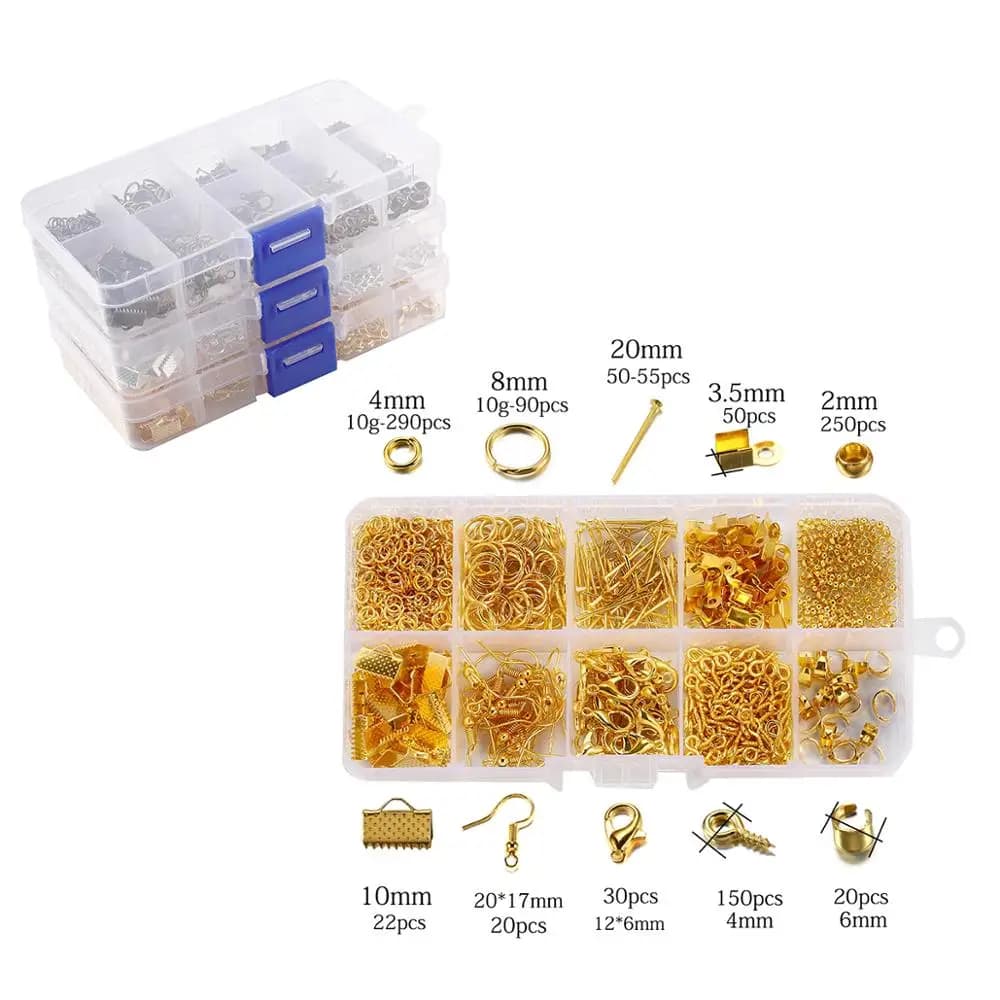 970Pcs Jewelry Making Sets Jump Rings Eye Pins Lobster Clasp Charm Connectors Earring Hooks For DIY Jewelry Making Supplies Kits