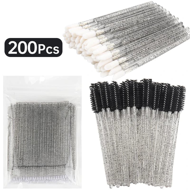 200 pcs disposable crystal makeup brush set of tools eyelashes lips micropennello mascara sticks applicator tampon tools for eyelash extension