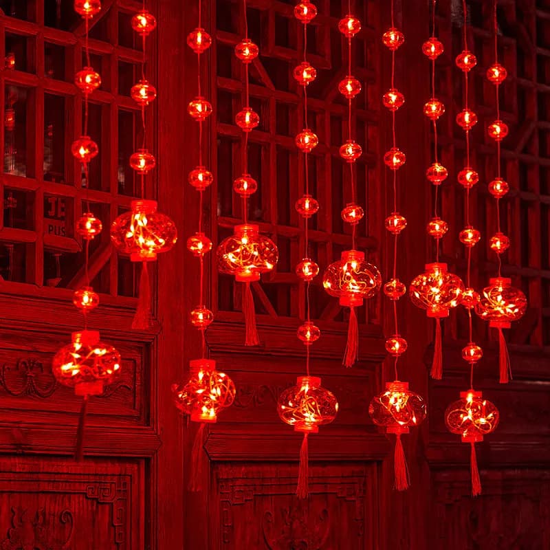 Lanterna rossa tradizionale USB LED String Light Festival di primavera Forniture per feste a batteria Decorazione di Capodanno cinese