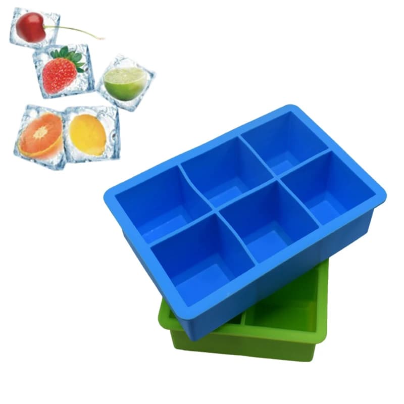 Stampo per ghiaccio a 6 griglie Stampo in silicone per ghiaccio Stampo per ghiaccio in silicone Vassoio per cubetti di ghiaccio Macchina per ghiaccio Stampo per budino gelatinoso Strumento per bar