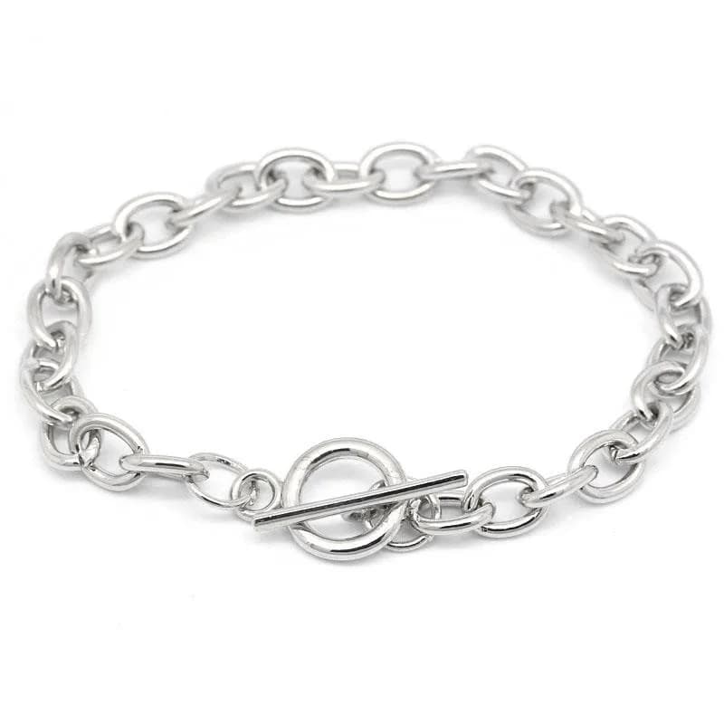 DoreenBeads Fashion Alloy Toggle Clasp Bracelets Silver Color DIY Jewelry Findings For Women Men Gifts 20cm(7 7/8") long, 1Piece
