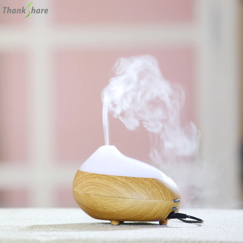 100ml Umidificatore Elettrico Essenziale Aroma Diffusore di Olio Ad Ultrasuoni Grano di Legno Umidificatore Mist Maker HA CONDOTTO LA Luce Per La Casa