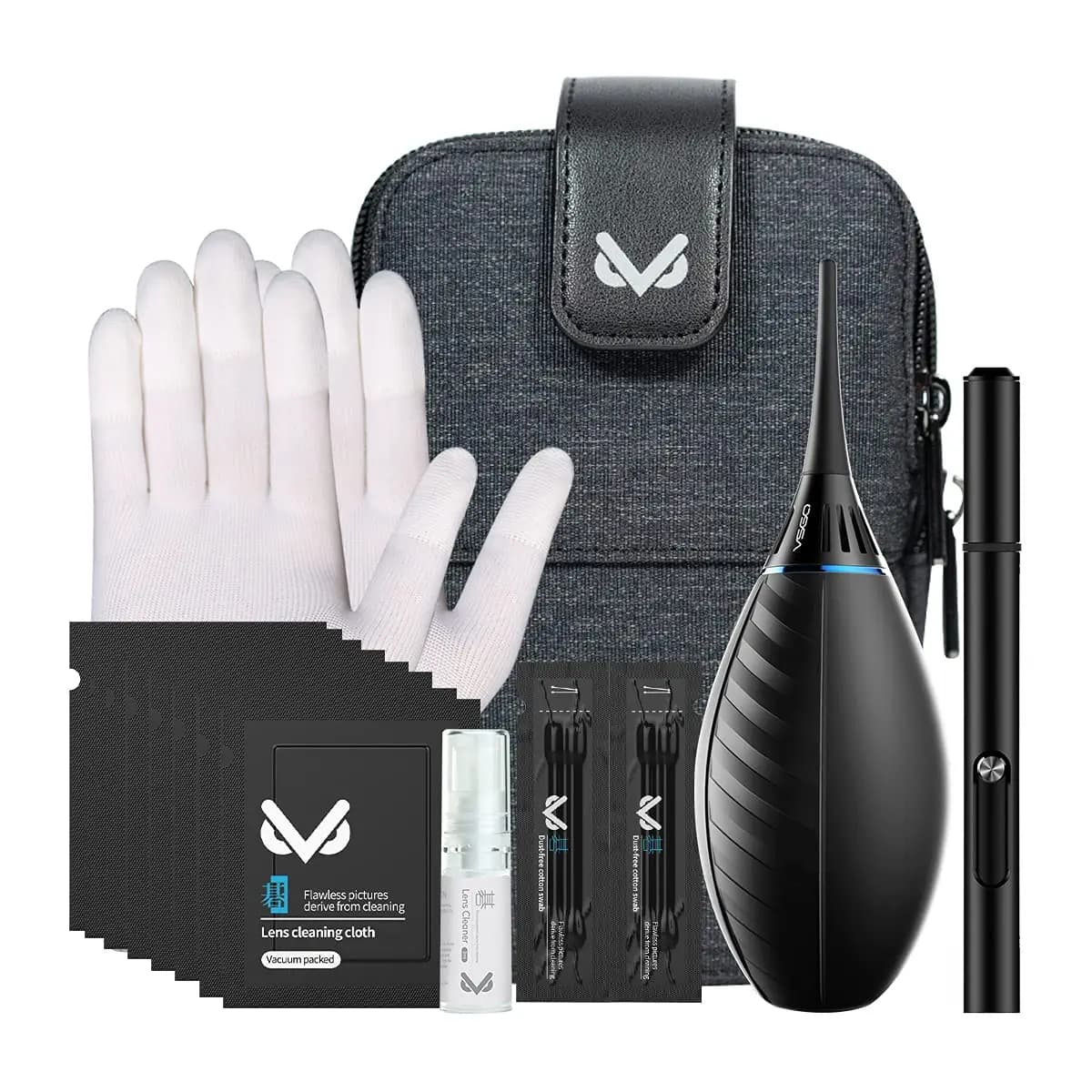 VSGO Camera Cleaning Kit Pro V-S03E Clean Lens Travel Pouch Air Move Filter Dust Blower Pen Brush for Sony Nikon Canon DSLR