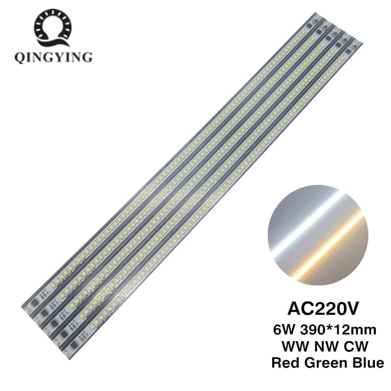 5-50pcs 6W 40cm 220V LED Tube Bar Light 390mm 72Leds High Brightness SMD2835 Aluminum Strip White Warm White Red Green Blue