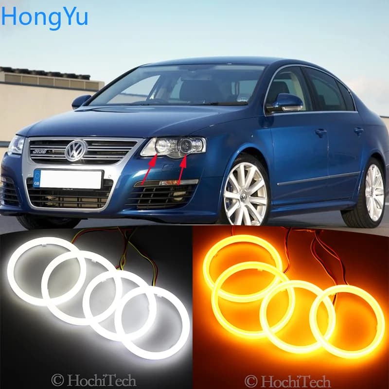 Cotton Switchback LED White Amber Angel Eye Rings DRL indicatore di direzione per Volkswagen VW Passat B6 Magotan 2006-2010